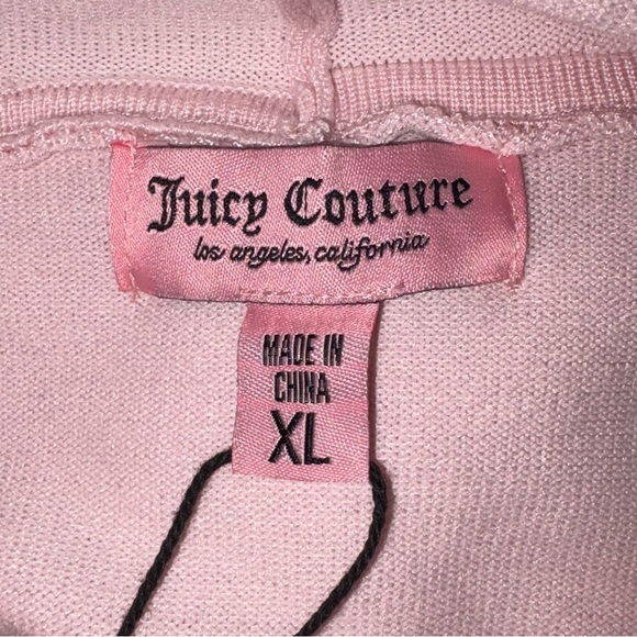 Juicy Couture Baby Pink Rhinestone Logo Knit Tracksuit Hoodie Pants Set XL - Picture 10 of 16